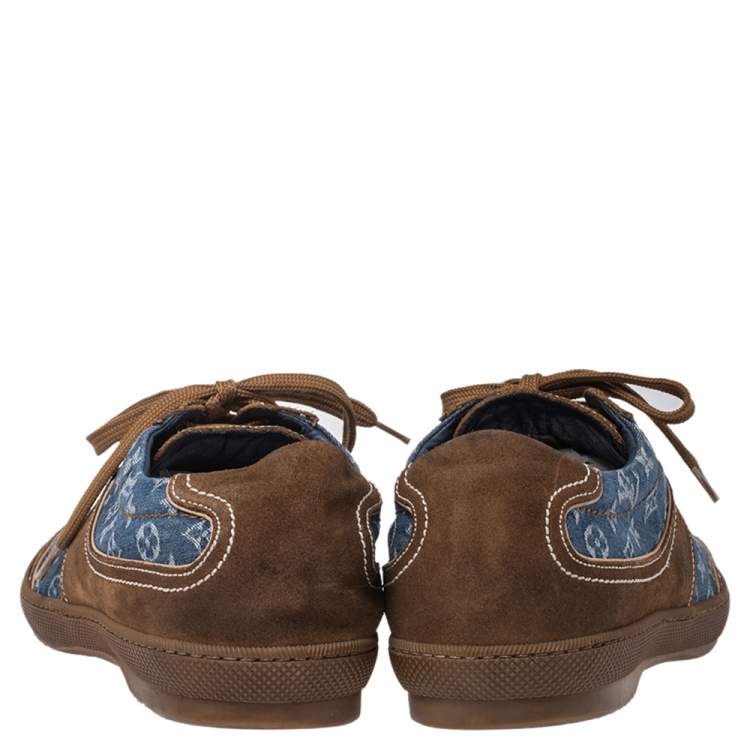 Pre Owned Louis Vuitton Monogram Denim And Suede Sneakers Size 41