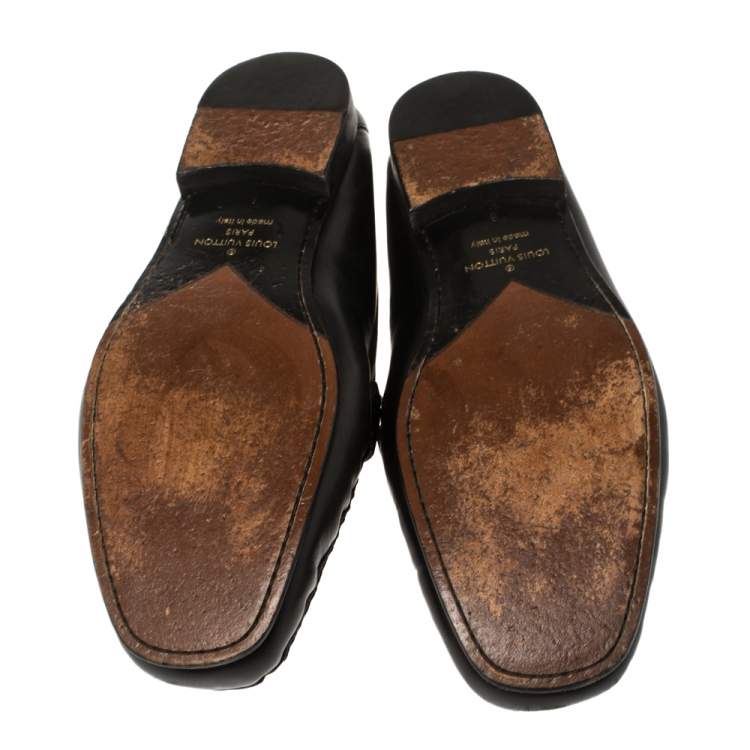Pre Owned Louis Vuitton Black Leather Montaigne Loafers Size 40