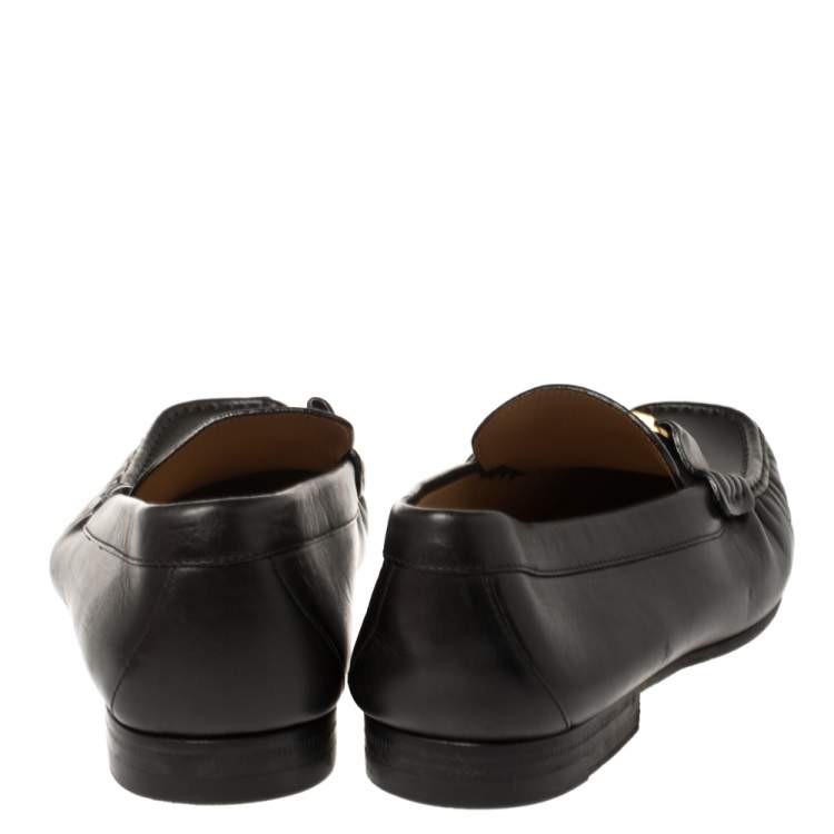 Pre Owned Louis Vuitton Black Leather Montaigne Loafers Size 40