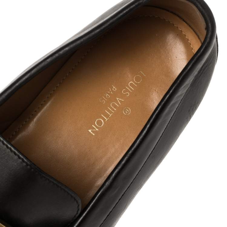 Pre Owned Louis Vuitton Black Leather Montaigne Loafers Size 40