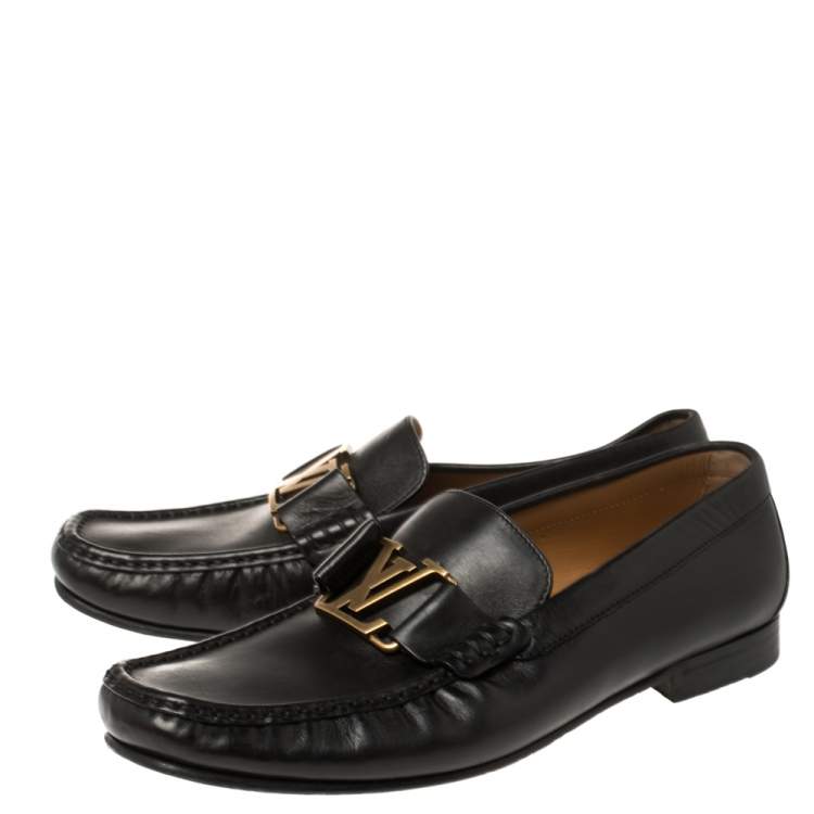 Pre Owned Louis Vuitton Black Leather Montaigne Loafers Size 40