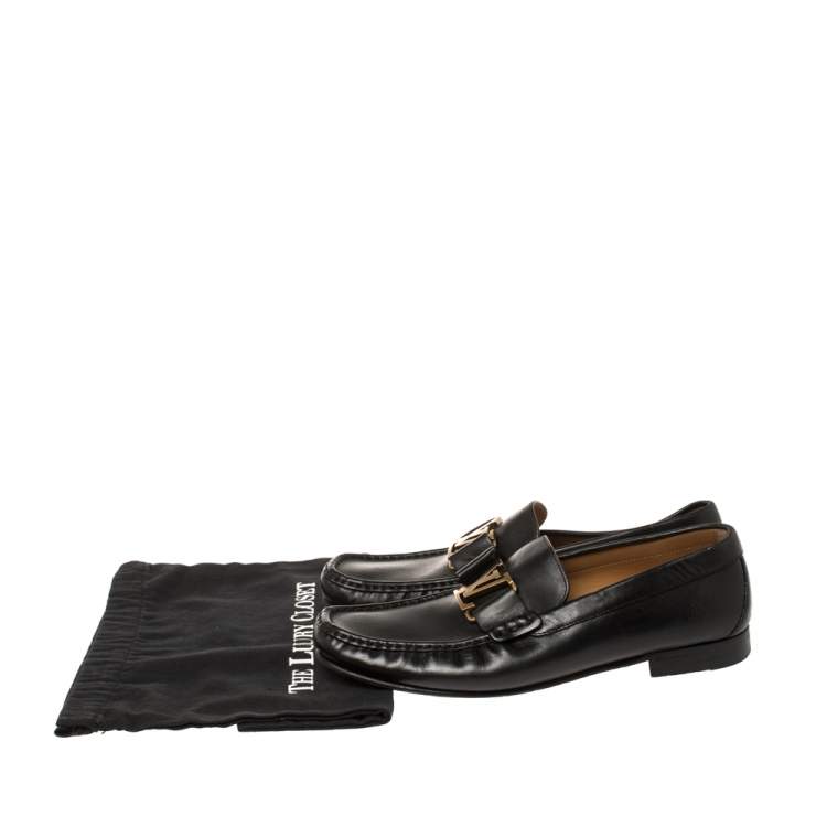 Pre Owned Louis Vuitton Black Leather Montaigne Loafers Size 40
