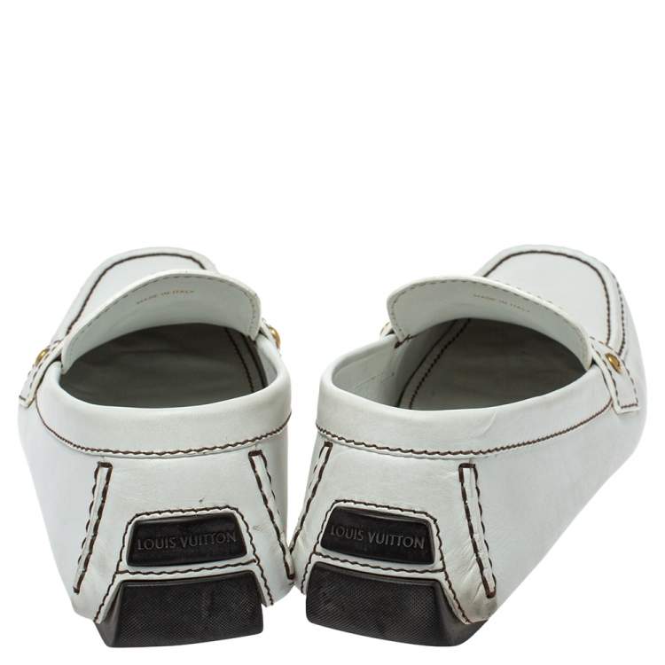 Pre Owned Louis Vuitton White Leather Monte Carlo Loafers Size 44