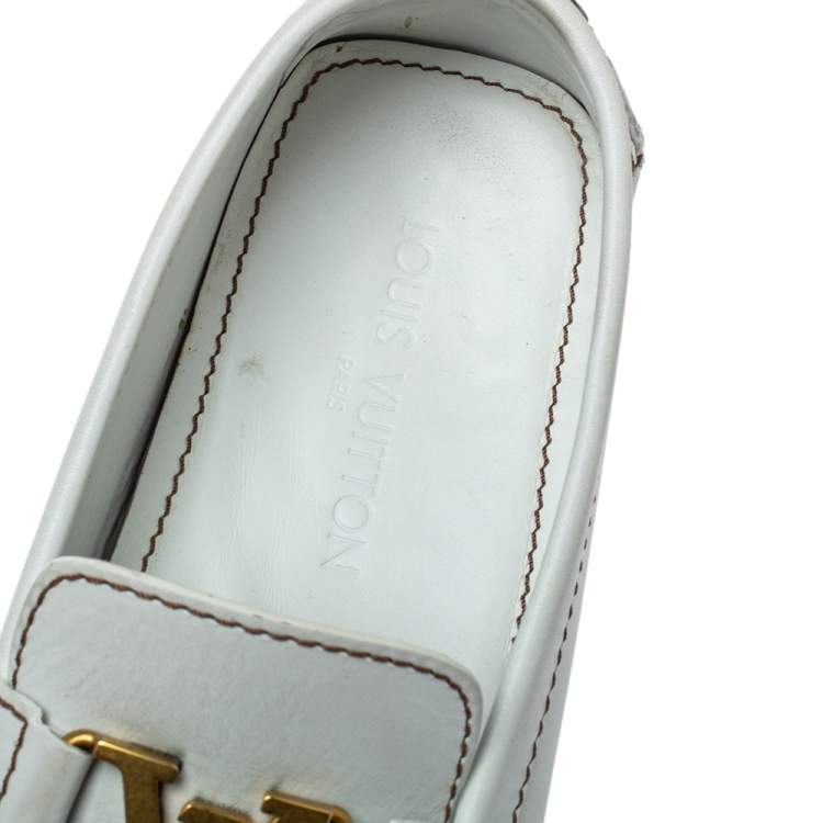 Pre Owned Louis Vuitton White Leather Monte Carlo Loafers Size 44