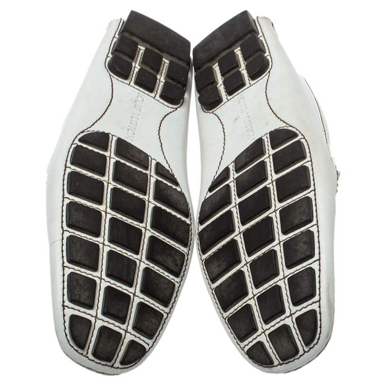 Pre Owned Louis Vuitton White Leather Monte Carlo Loafers Size 44