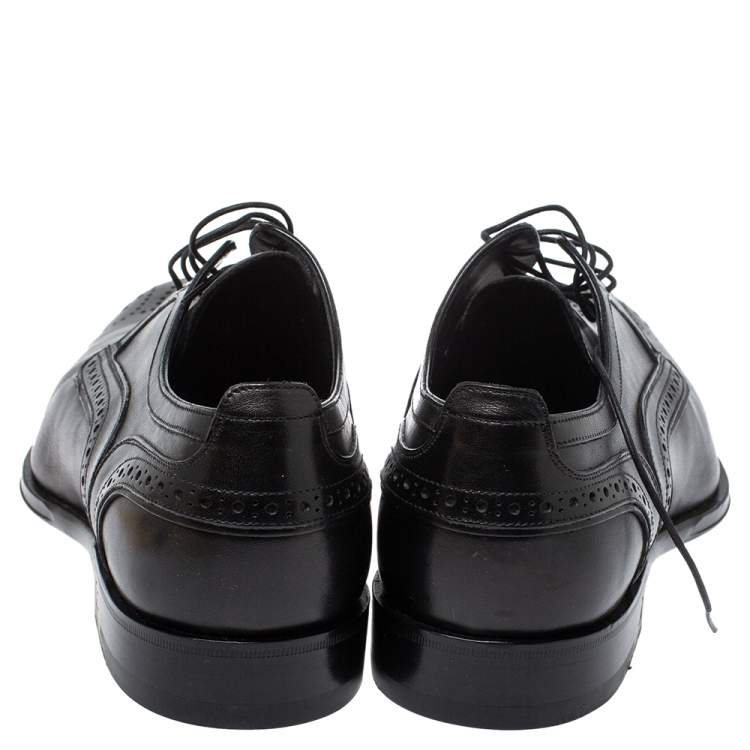 Pre Owned Louis Vuitton Black Brogue Leather Trading Lace Up Derby Size 42.5