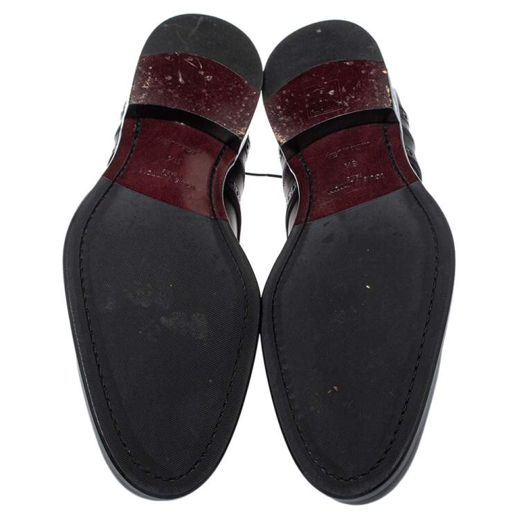 Pre Owned Louis Vuitton Black Brogue Leather Trading Lace Up Derby Size 42.5