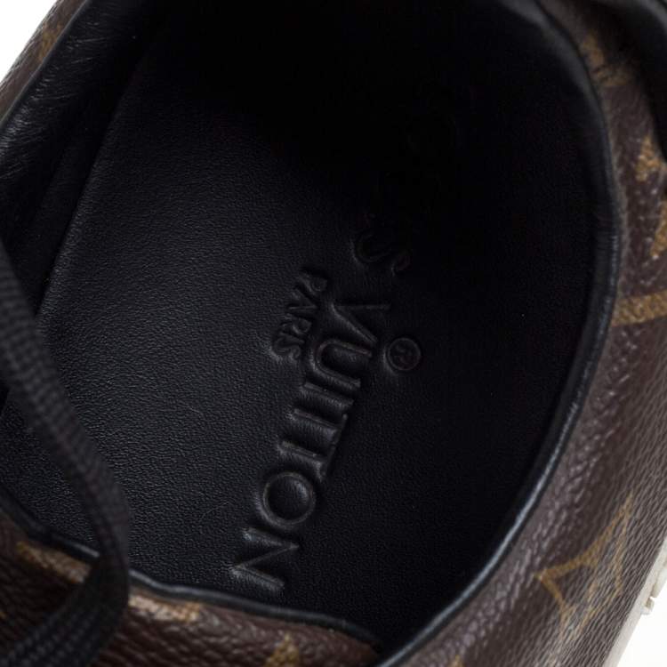 Pre Owned Louis Vuitton Brown Monogram Canvas and Black Leather Frontrow Low Top Sneakers Size 41