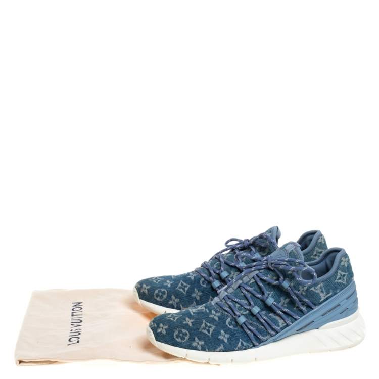 Pre Owned Louis Vuitton Blue Denim Monogram Fastlane Sneakers Size 40.5