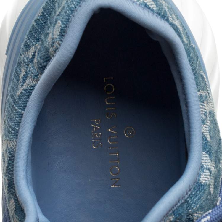Pre Owned Louis Vuitton Blue Denim Monogram Fastlane Sneakers Size 40.5
