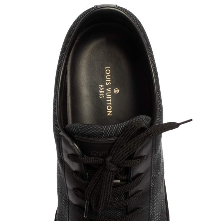 Pre Owned Louis Vuitton Black Damier Fabric and Leather Offshore Sneakers Size 43