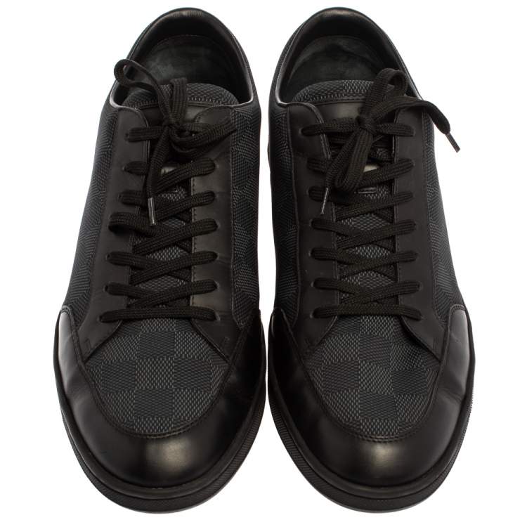 Pre Owned Louis Vuitton Black Damier Fabric and Leather Offshore Sneakers Size 43