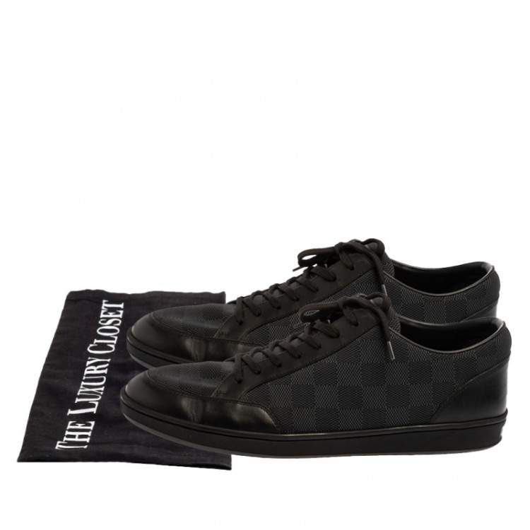 Pre Owned Louis Vuitton Black Damier Fabric and Leather Offshore Sneakers Size 43