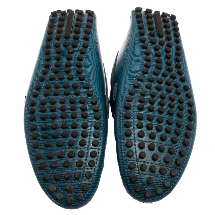 Pre Owned Louis Vuitton Blue/Black Leather Major Loafers Size 40.5