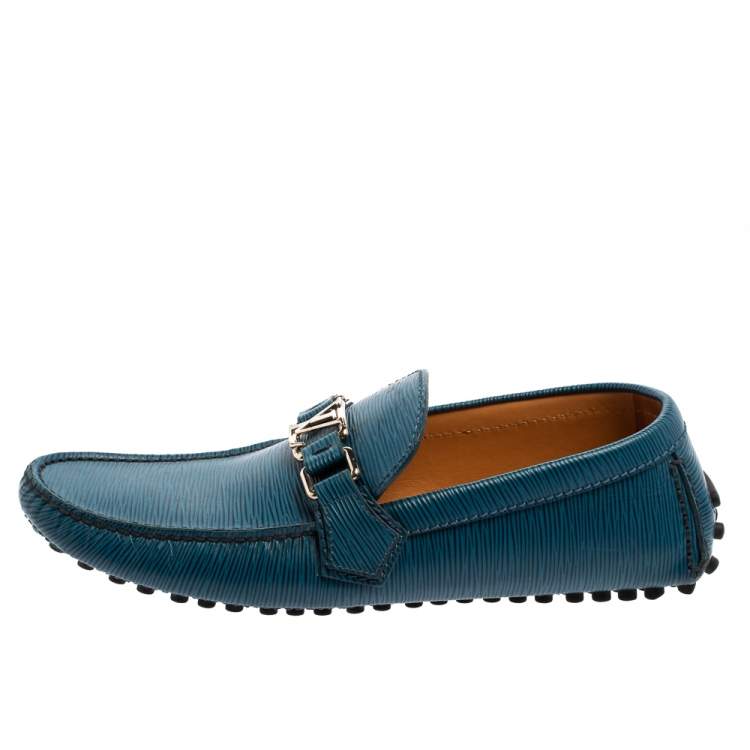Louis Vuitton Blue/Black Leather Major Loafers Size 40.5 Louis