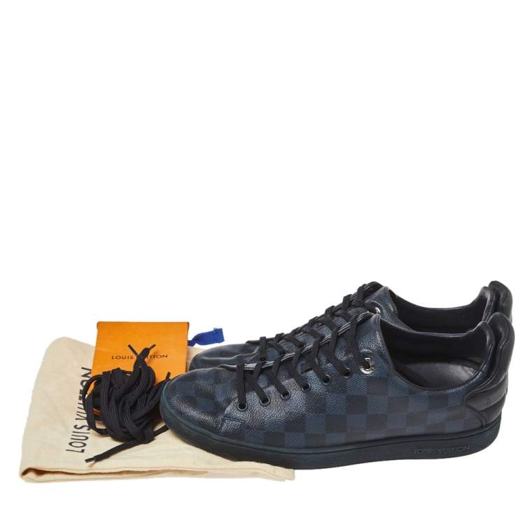 Pre Owned Louis Vuitton Damier Graphite Canvas And Black Leather Frontrow Low Top Sneakers Size 41
