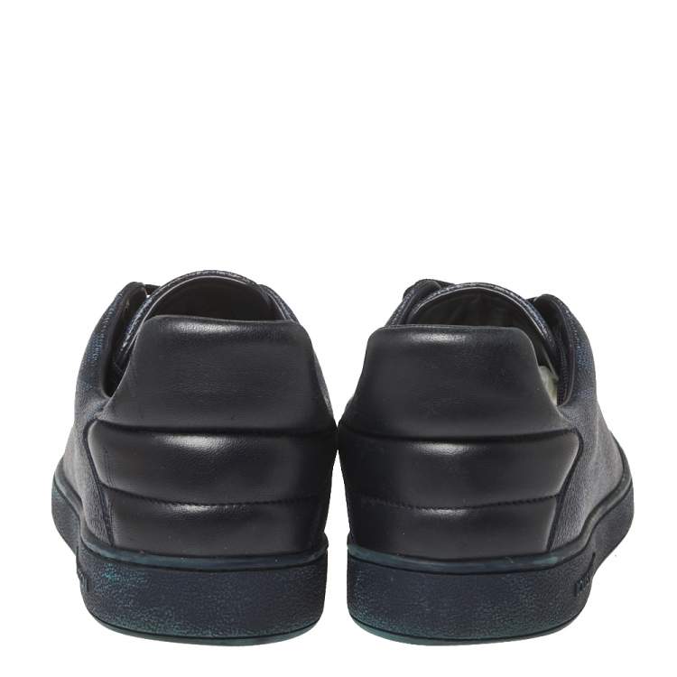 Pre Owned Louis Vuitton Damier Graphite Canvas And Black Leather Frontrow Low Top Sneakers Size 41