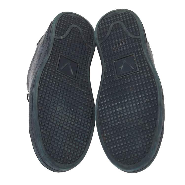 Pre Owned Louis Vuitton Damier Graphite Canvas And Black Leather Frontrow Low Top Sneakers Size 41