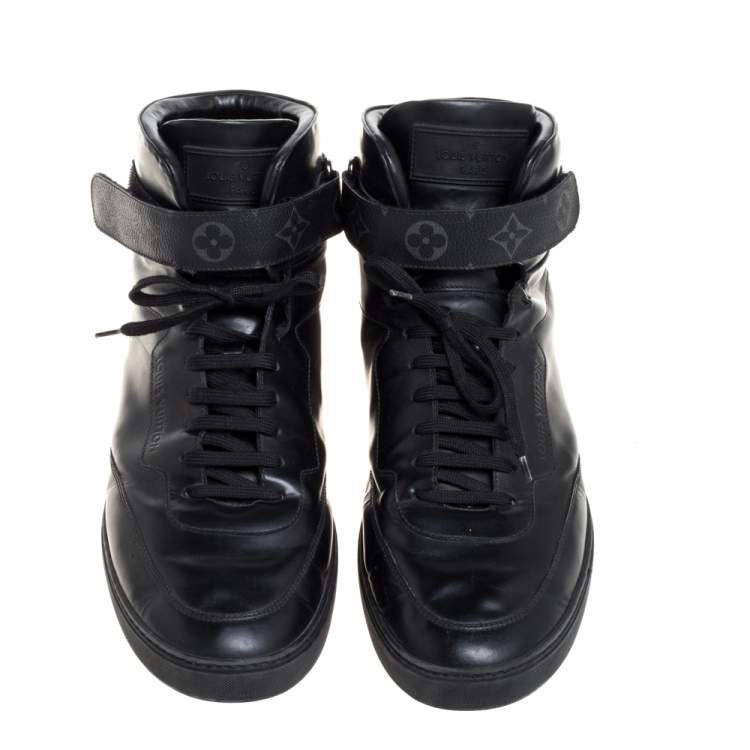 Pre Owned Louis Vuitton Monogram Eclipse Canvas and Leather Passenger High Top Sneakers Size 44