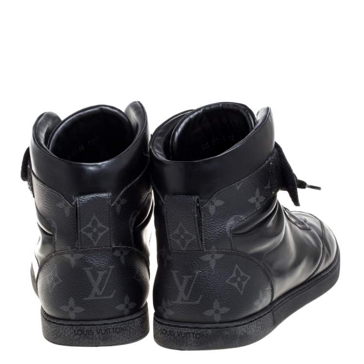 Pre Owned Louis Vuitton Monogram Eclipse Canvas and Leather Passenger High Top Sneakers Size 44