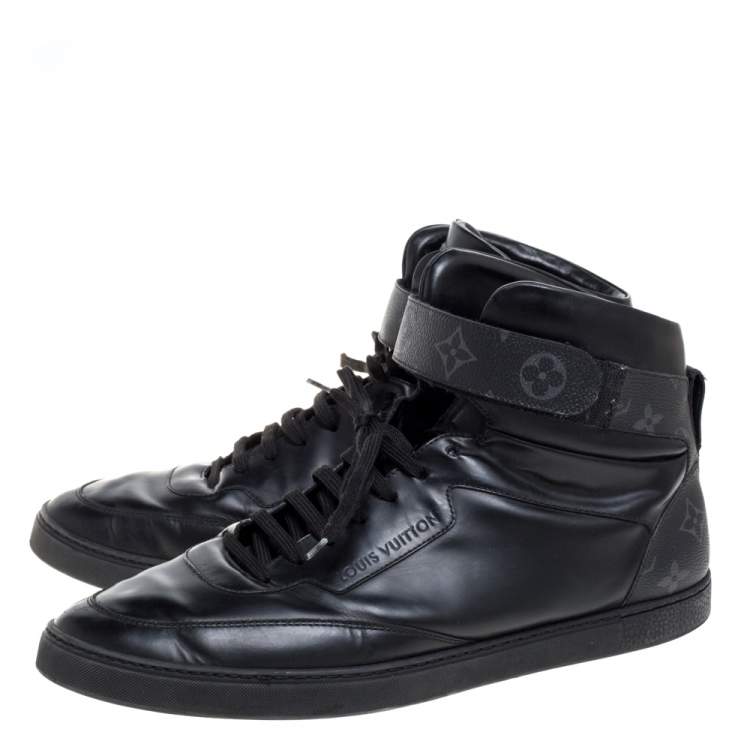 Pre Owned Louis Vuitton Monogram Eclipse Canvas and Leather Passenger High Top Sneakers Size 44