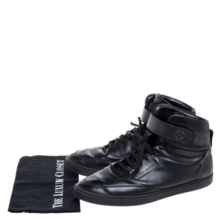 Pre Owned Louis Vuitton Monogram Eclipse Canvas and Leather Passenger High Top Sneakers Size 44