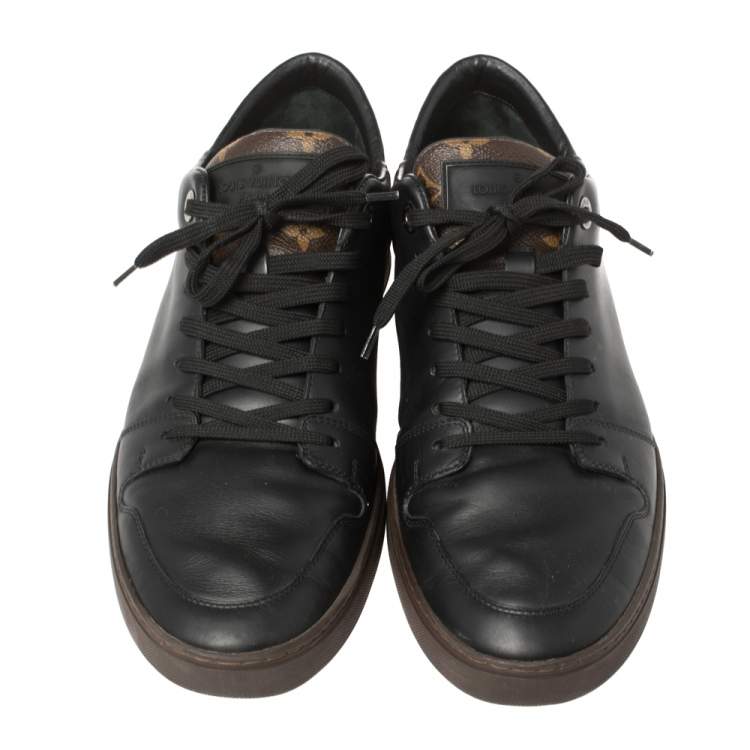 Louis Vuitton Brown Monogram Canvas and Black Leather Low Top Sneakers ...
