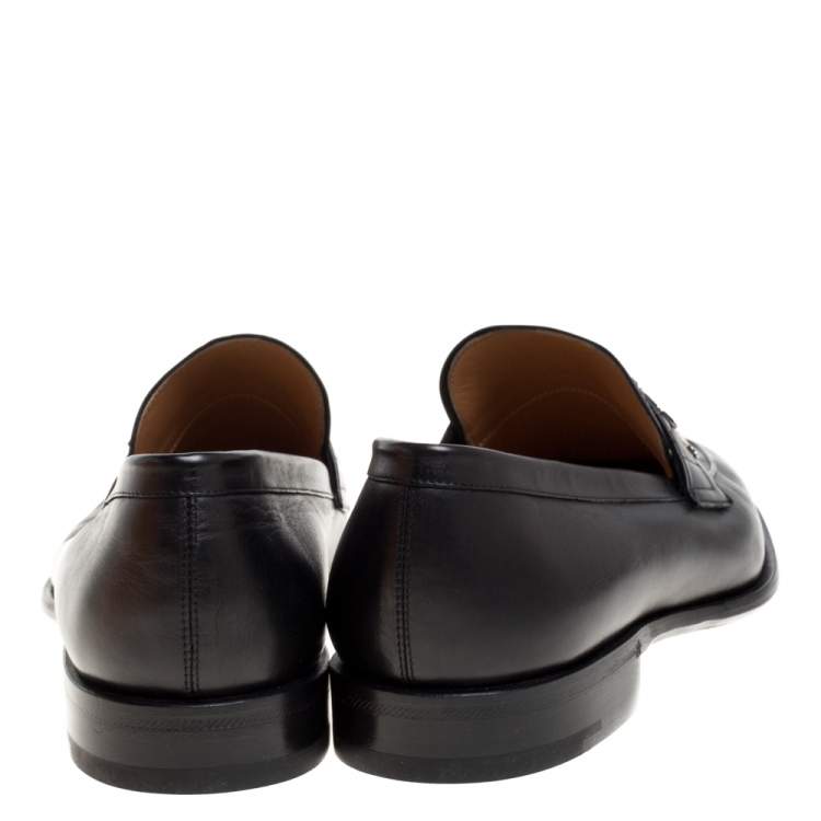 Pre Owned Louis Vuitton Black Leather Saint Germain Loafers Size 43.5
