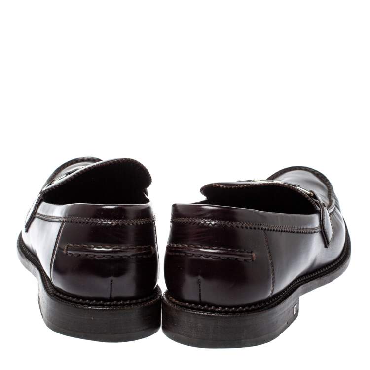 Pre Owned Louis Vuitton Dark Brown Patent Leather Major Loafers Size 45.5