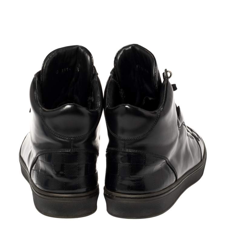 Pre Owned Louis Vuitton Black Leather High Top Sneakers Size 43.5