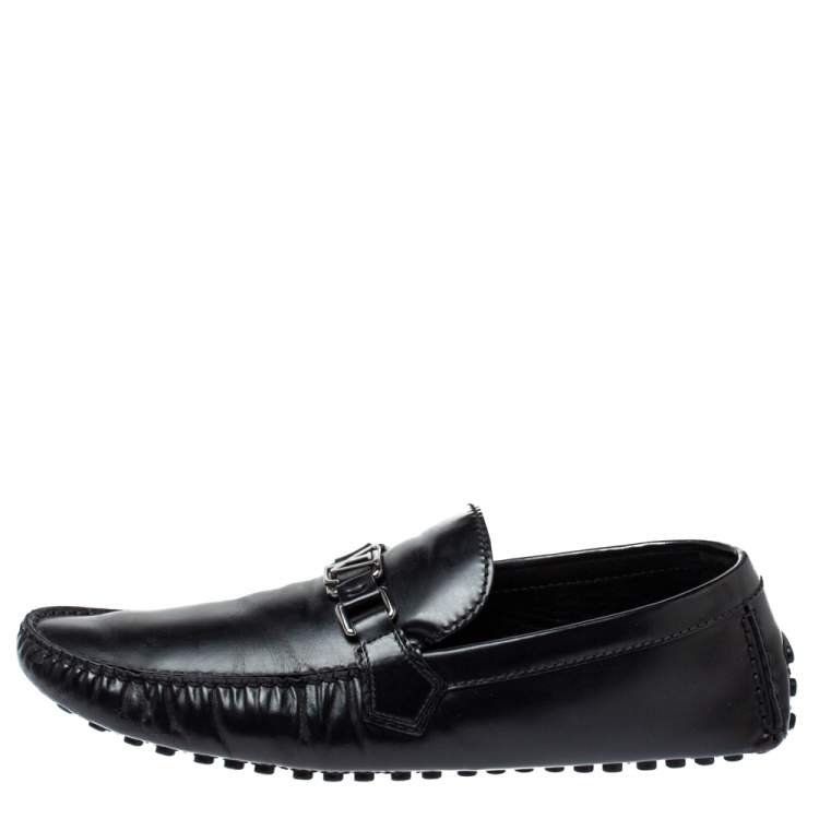 Pre Owned Louis Vuitton Black Leather Monte Carlo Loafers Size 45