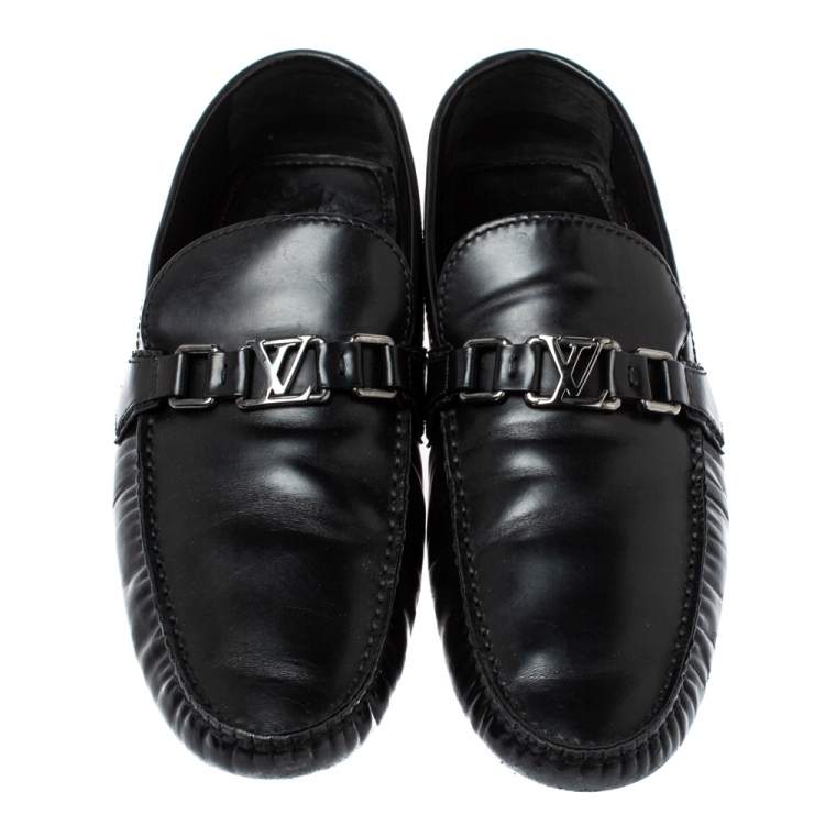 Pre Owned Louis Vuitton Black Leather Monte Carlo Loafers Size 45