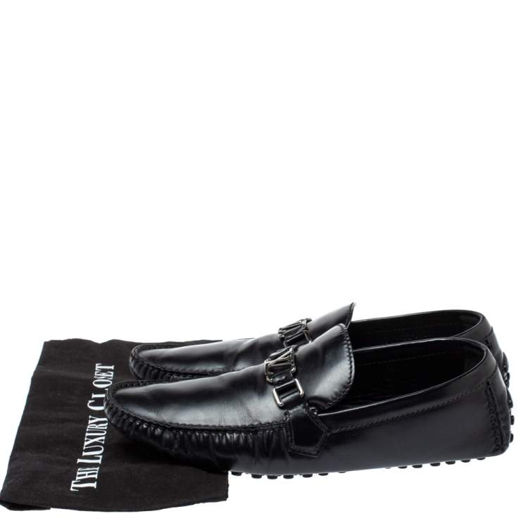 Pre Owned Louis Vuitton Black Leather Monte Carlo Loafers Size 45