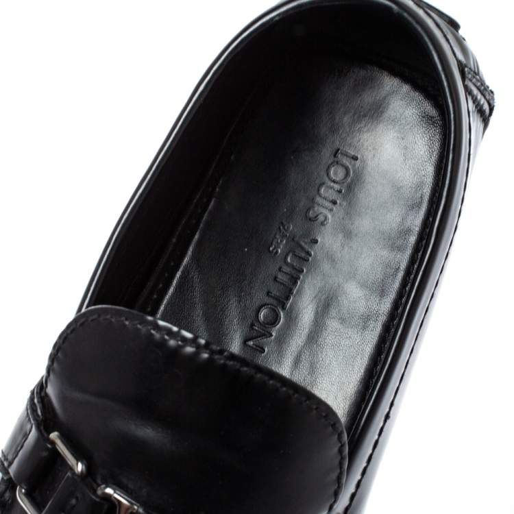 Pre Owned Louis Vuitton Black Leather Monte Carlo Loafers Size 45