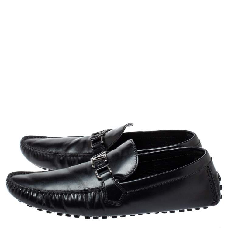 Pre Owned Louis Vuitton Black Leather Monte Carlo Loafers Size 45