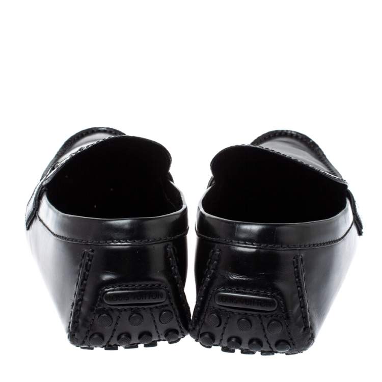 Pre Owned Louis Vuitton Black Leather Monte Carlo Loafers Size 45