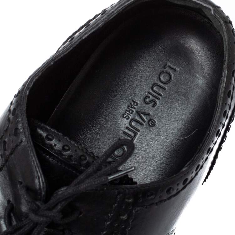 Pre Owned Louis Vuitton Black Brogue Leather Explorer Sneakers Size 43.5