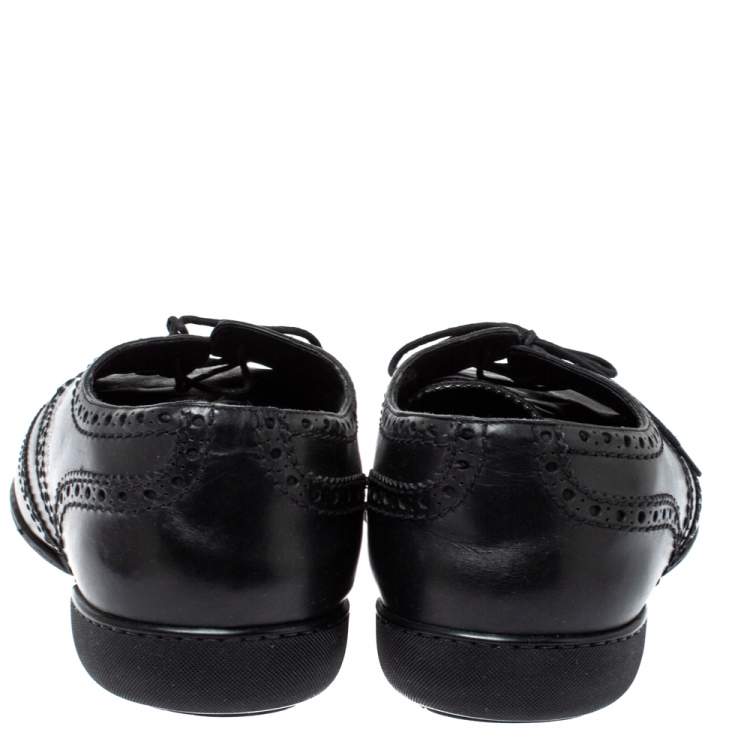 Pre Owned Louis Vuitton Black Brogue Leather Explorer Sneakers Size 43.5