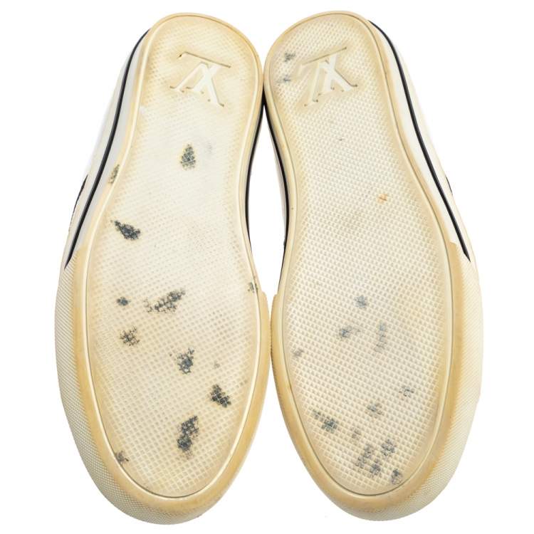 Pre Owned Louis Vuitton White Leather Logo Low Top Sneakers Size 41