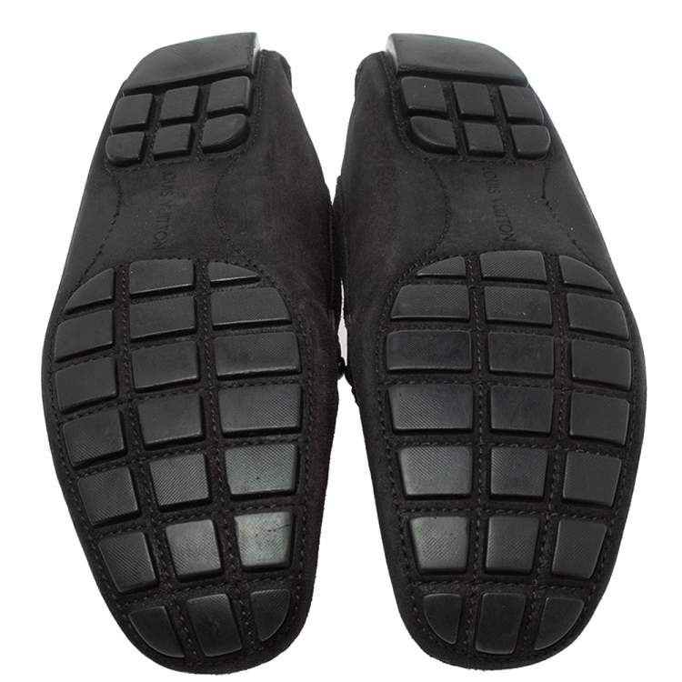 Pre Owned Louis Vuitton Black Suede Leather Monte Carlo Slip On Loafers Size 46