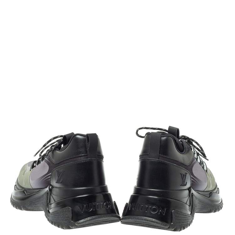 Pre Owned Louis Vuitton Black/Grey Leather And Mesh Run Away Pulse Low Top Sneakers Size 39