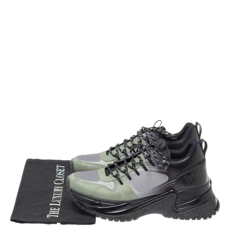 Pre Owned Louis Vuitton Black/Grey Leather And Mesh Run Away Pulse Low Top Sneakers Size 39