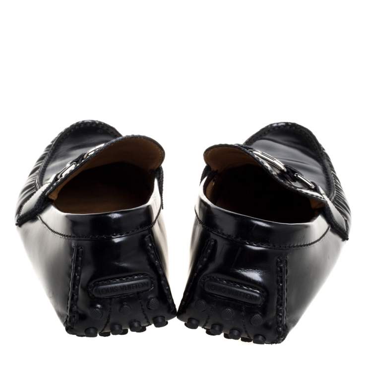 Pre Owned Louis Vuitton Black Leather Hockenheim Loafers Size 42