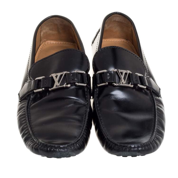 Pre Owned Louis Vuitton Black Leather Hockenheim Loafers Size 42