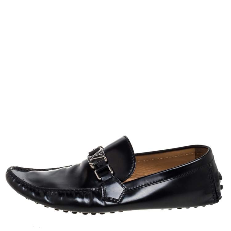 Pre Owned Louis Vuitton Black Leather Hockenheim Loafers Size 42