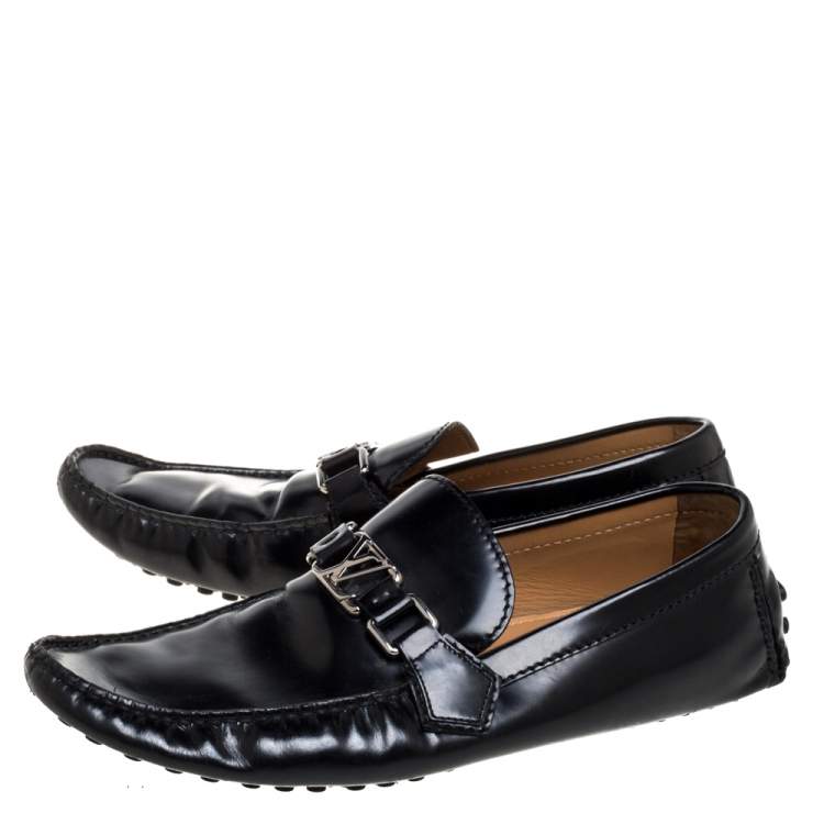 Pre Owned Louis Vuitton Black Leather Hockenheim Loafers Size 42