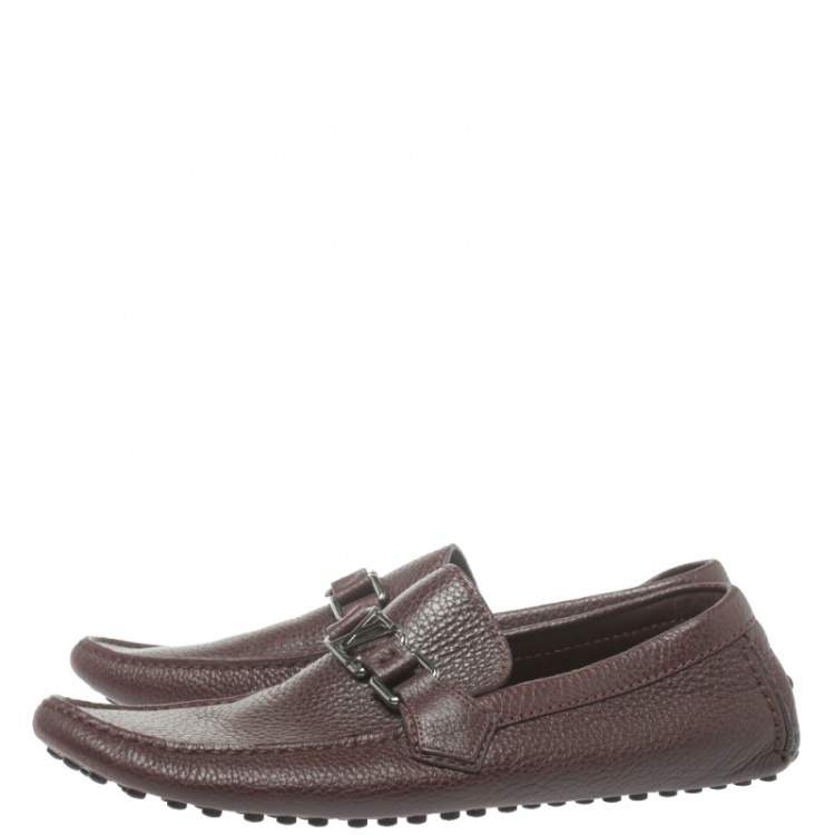 Pre Owned Louis Vuitton Burgundy Leather Hockenheim Loafers Size 41.5