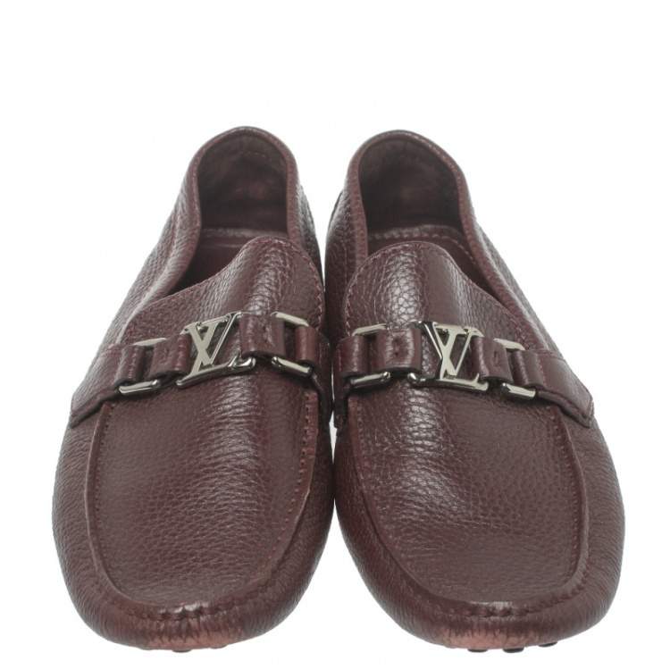Pre Owned Louis Vuitton Burgundy Leather Hockenheim Loafers Size 41.5
