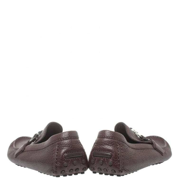 Pre Owned Louis Vuitton Burgundy Leather Hockenheim Loafers Size 41.5