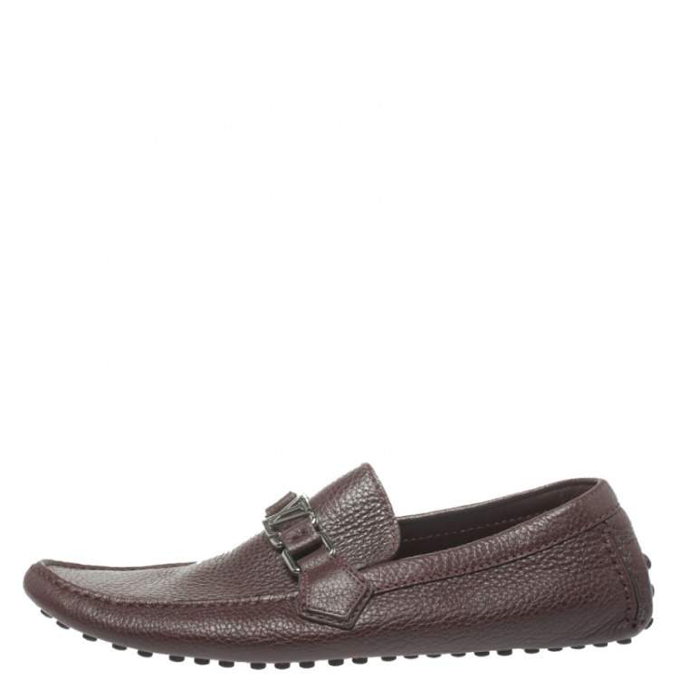 Pre Owned Louis Vuitton Burgundy Leather Hockenheim Loafers Size 41.5